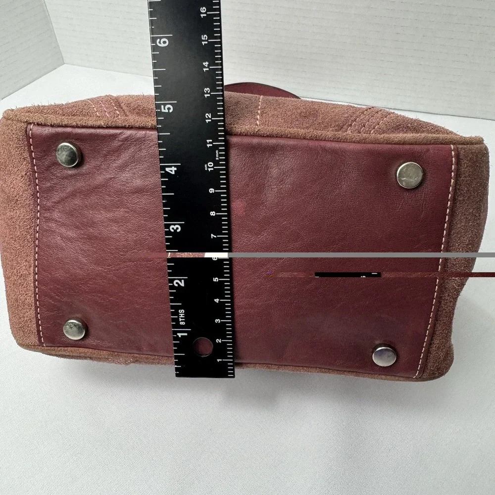 Vintage Coach 8A25 Suede Soho Mini Doctor Bag/Framed Kisslock Purse Oxblood Rare - Picture 14 of 16